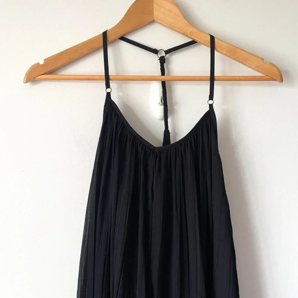 Abercrombie  & Fitch Pleated Chiffon T Strap Back Mini Dress Black Size XS - Picture 5 of 8